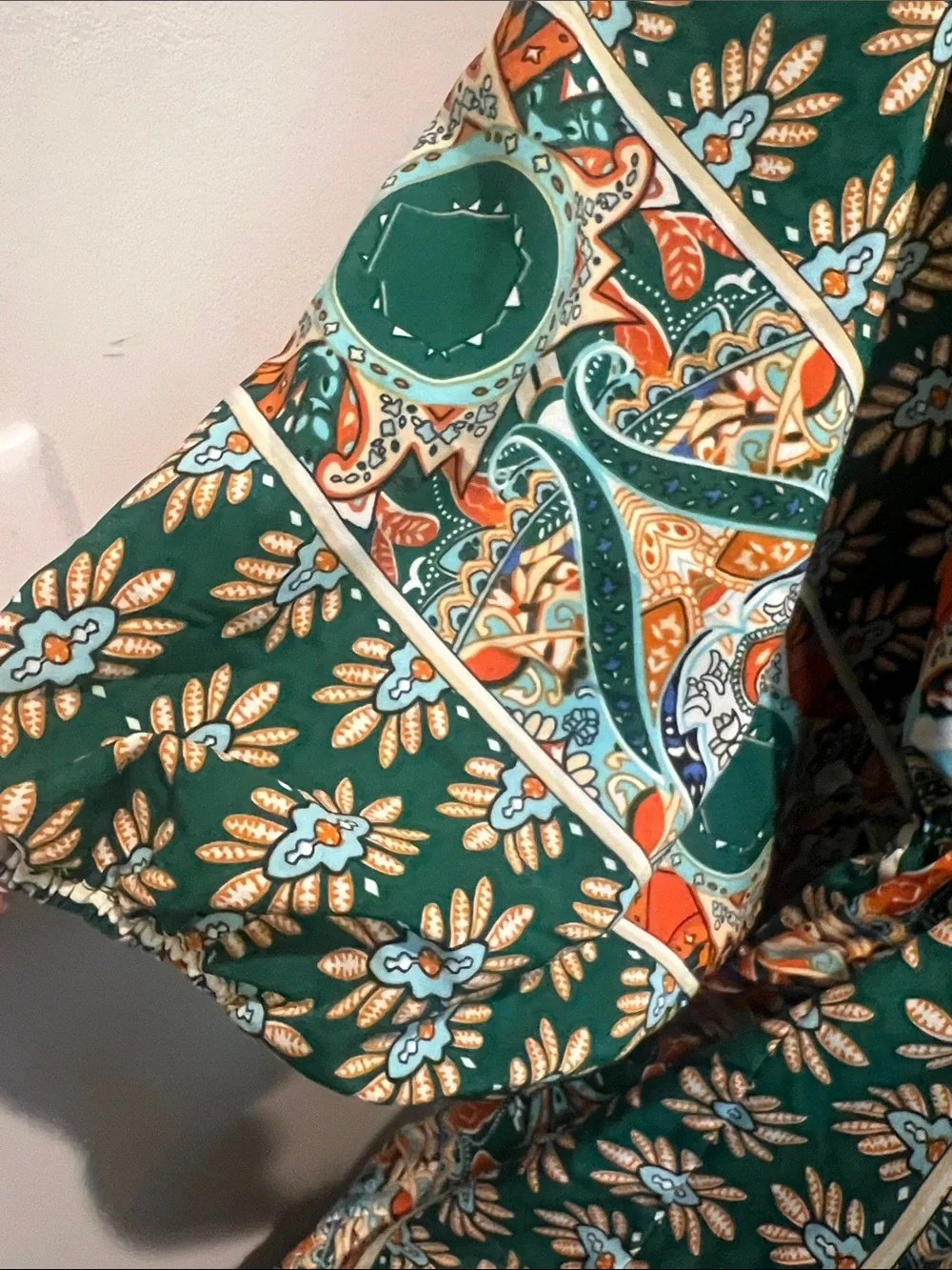 Cupshe Green Floral Paisley Mini Dress with Orange Accents - Picture 3 of 5